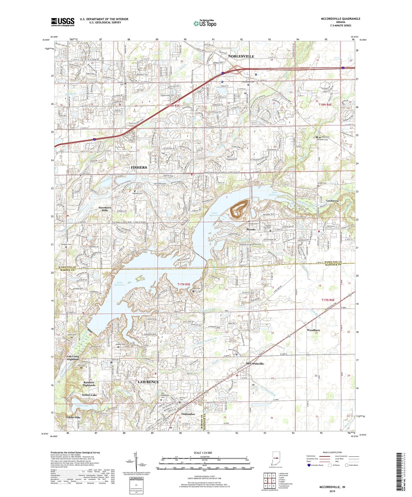 McCordsville Indiana US Topo Map Image