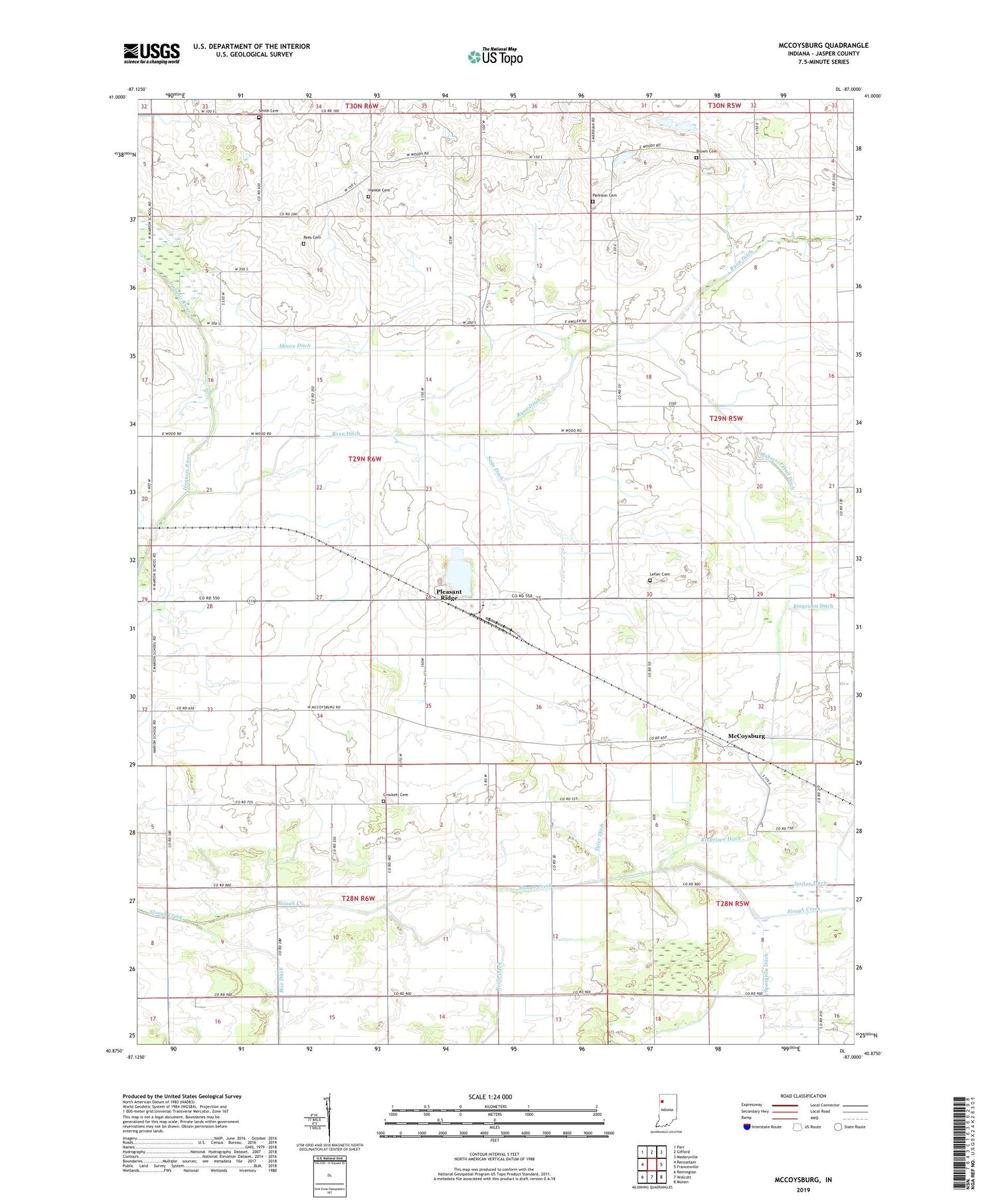 McCoysburg Indiana US Topo Map Image