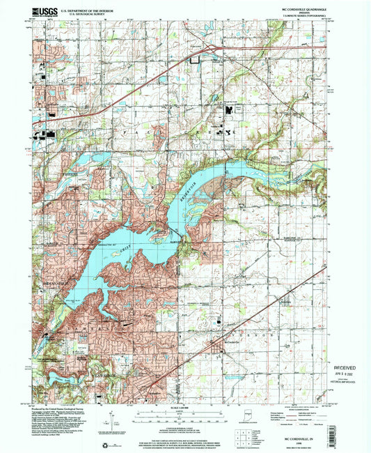 Classic USGS McCordsville Indiana 7.5'x7.5' Topo Map Image
