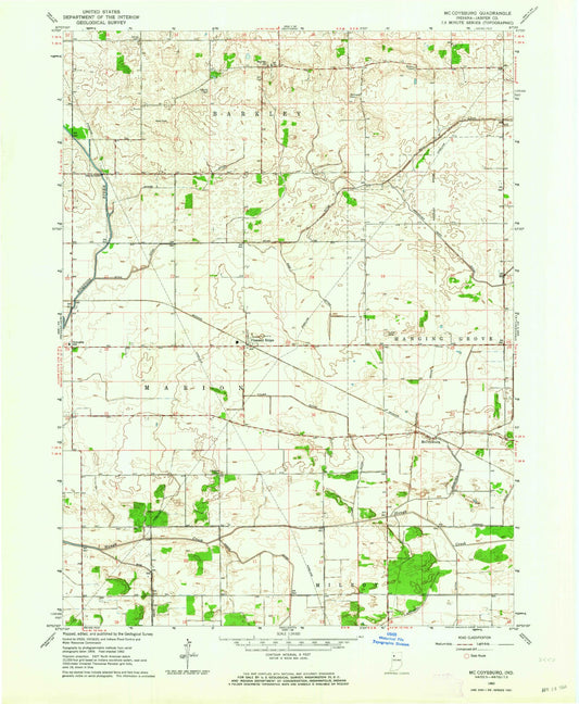 Classic USGS McCoysburg Indiana 7.5'x7.5' Topo Map Image