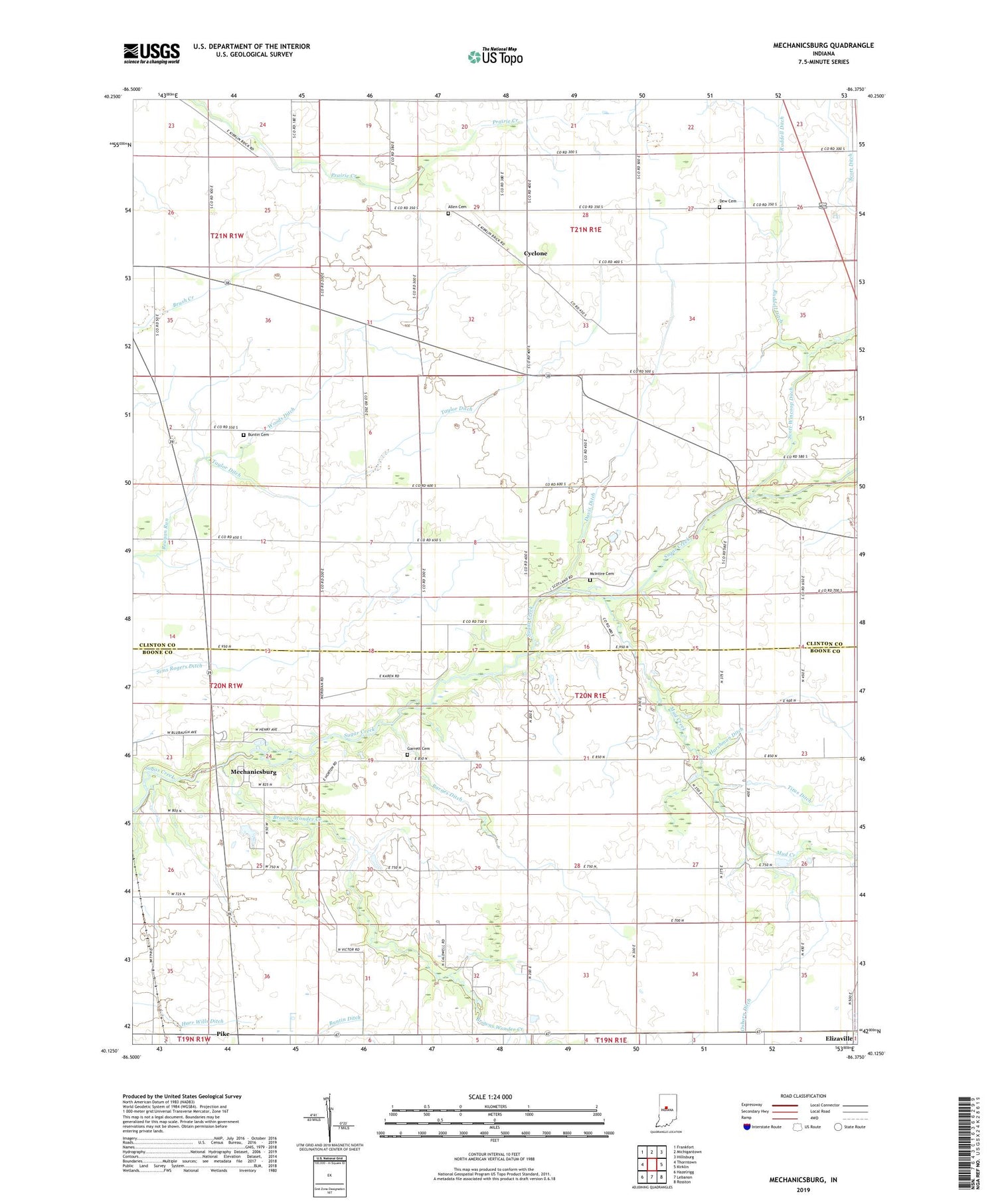 Mechanicsburg Indiana US Topo Map Image