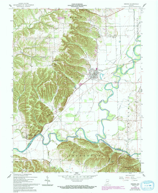 Classic USGS Medora Indiana 7.5'x7.5' Topo Map Image