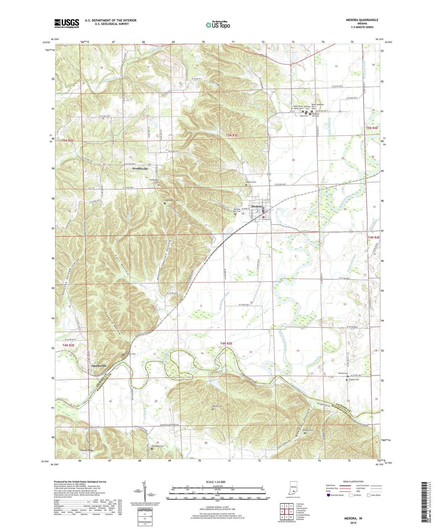 Medora Indiana US Topo Map Image