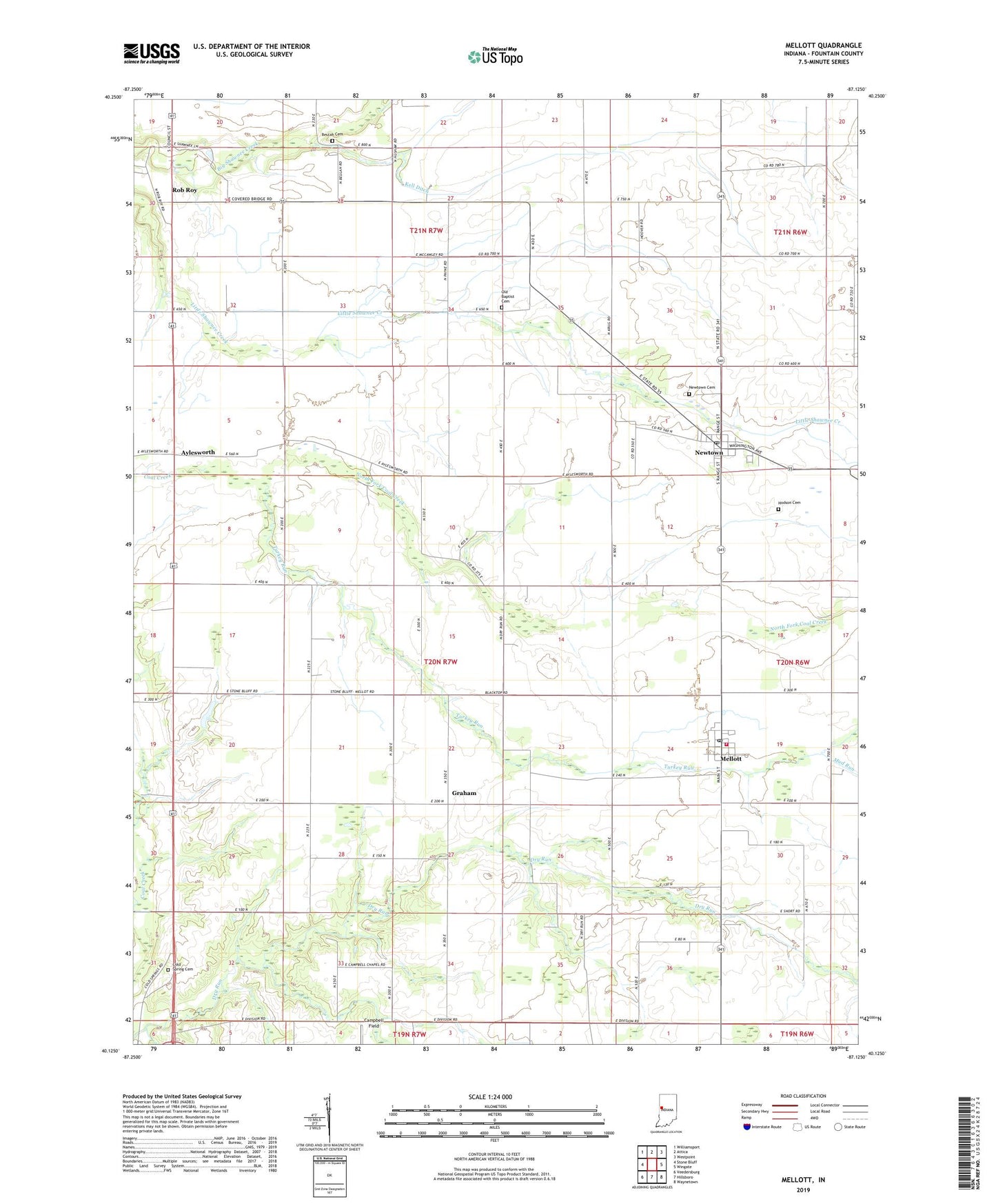 Mellott Indiana US Topo Map Image