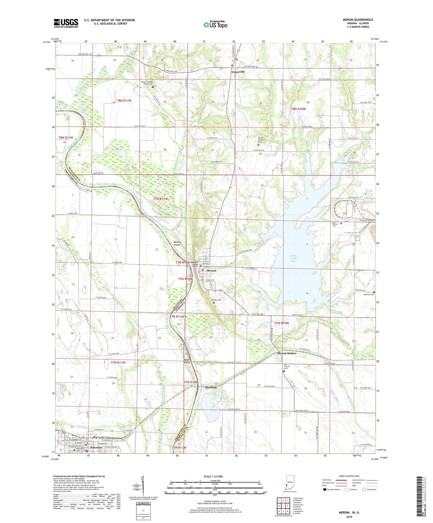 Merom Indiana US Topo Map Image
