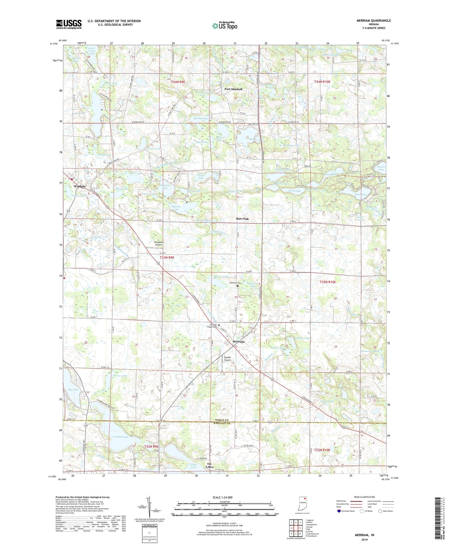 Merriam Indiana US Topo Map Image