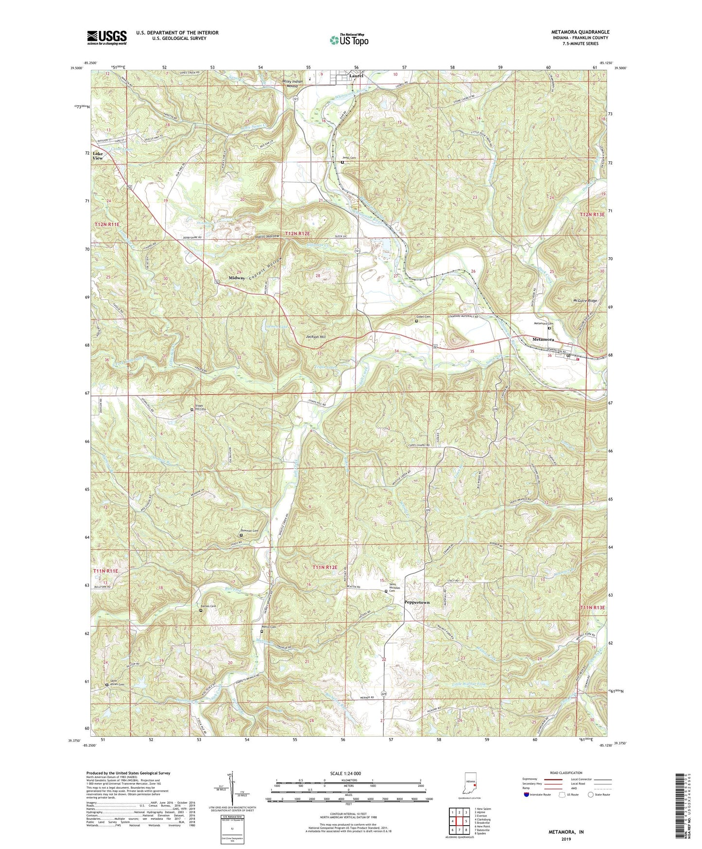 Metamora Indiana US Topo Map Image