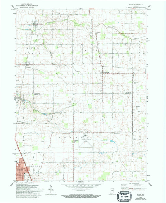 Classic USGS Miami Indiana 7.5'x7.5' Topo Map Image