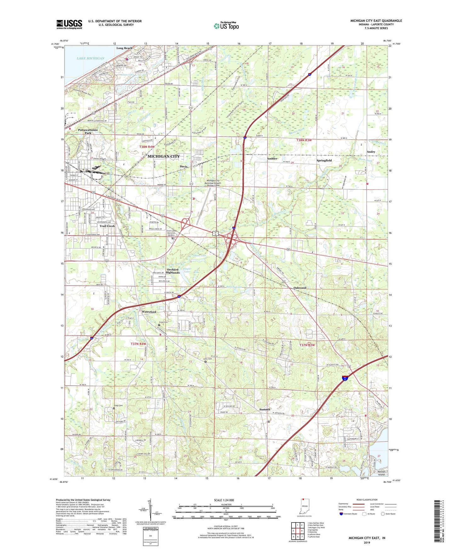 Michigan City East Indiana US Topo Map Image
