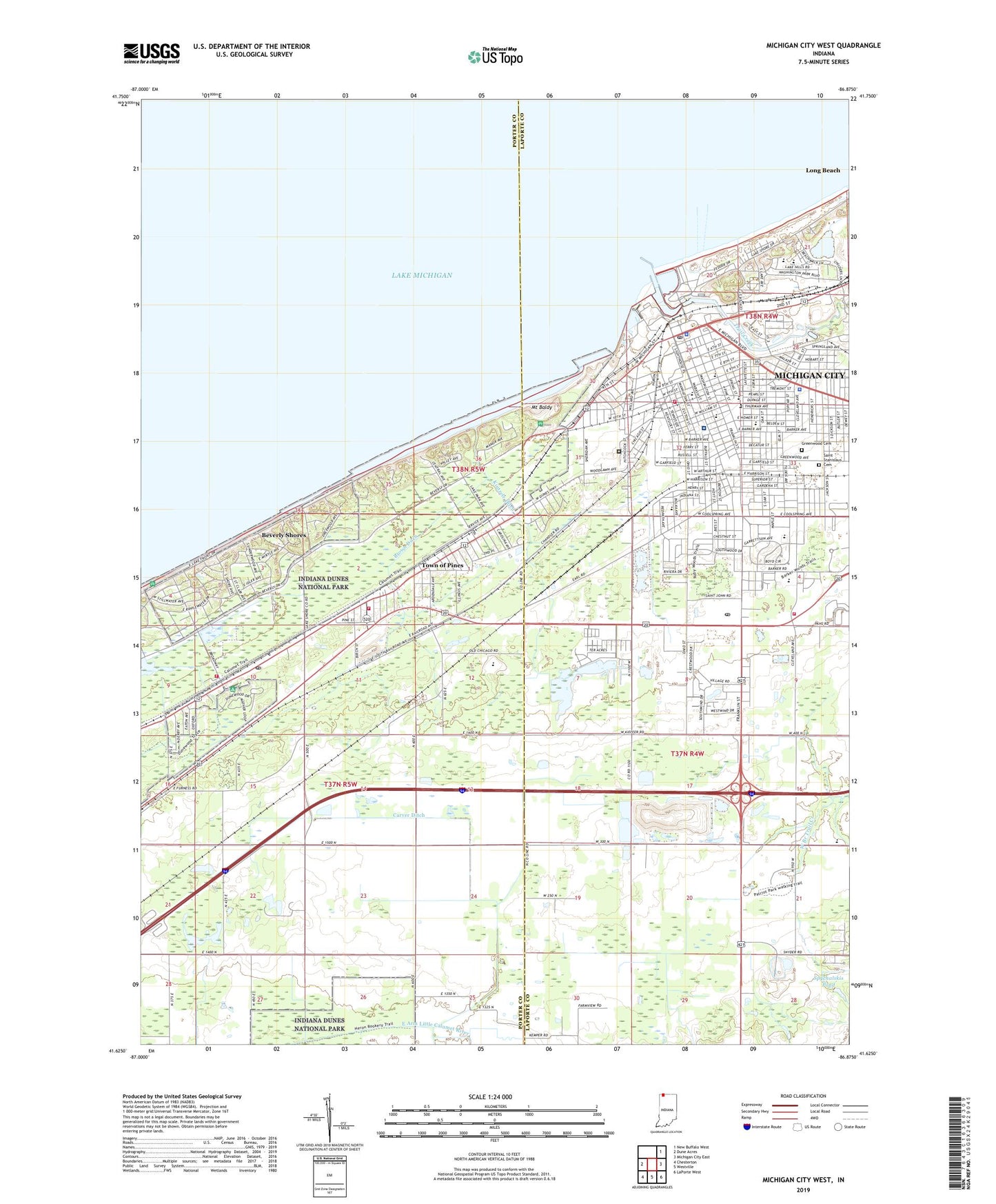 Michigan City West Indiana US Topo Map Image