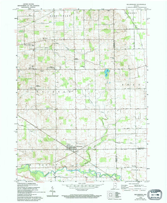 Classic USGS Millersburg Indiana 7.5'x7.5' Topo Map Image