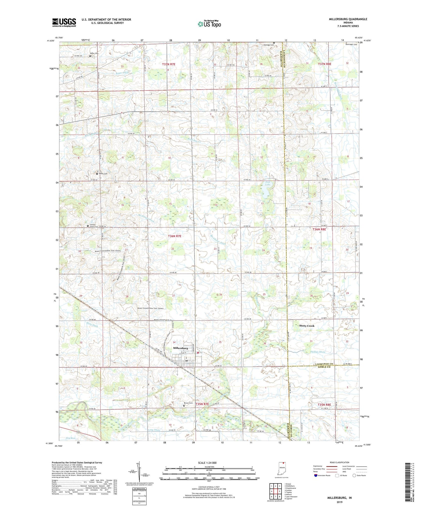 Millersburg Indiana US Topo Map Image