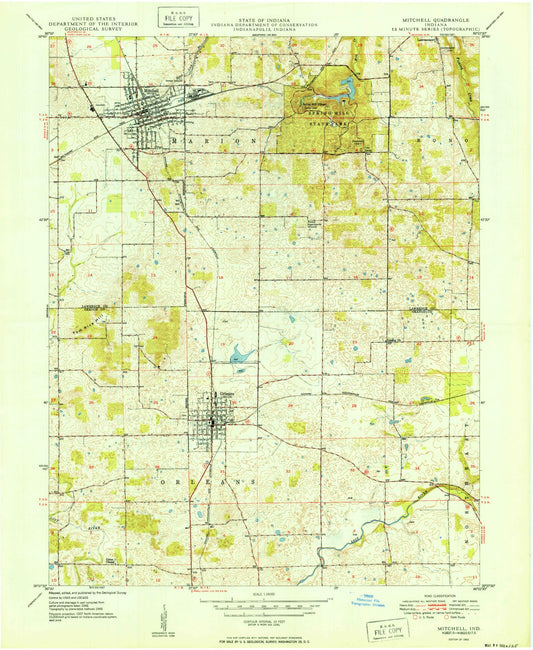 Classic USGS Mitchell Indiana 7.5'x7.5' Topo Map Image