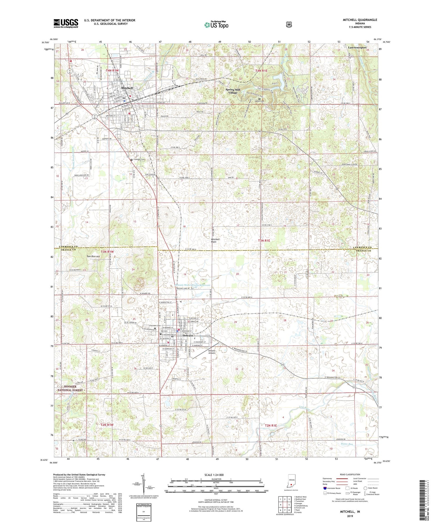Mitchell Indiana US Topo Map Image