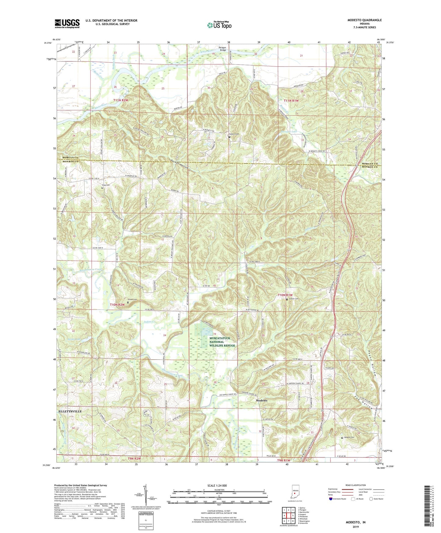 Modesto Indiana US Topo Map Image