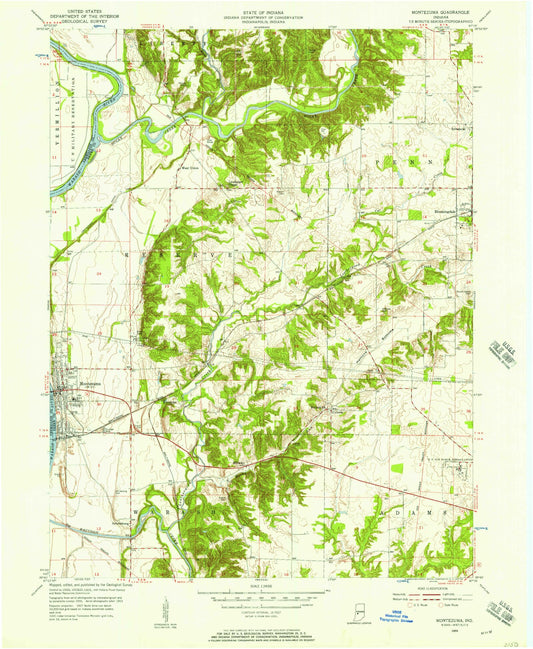 Classic USGS Montezuma Indiana 7.5'x7.5' Topo Map Image