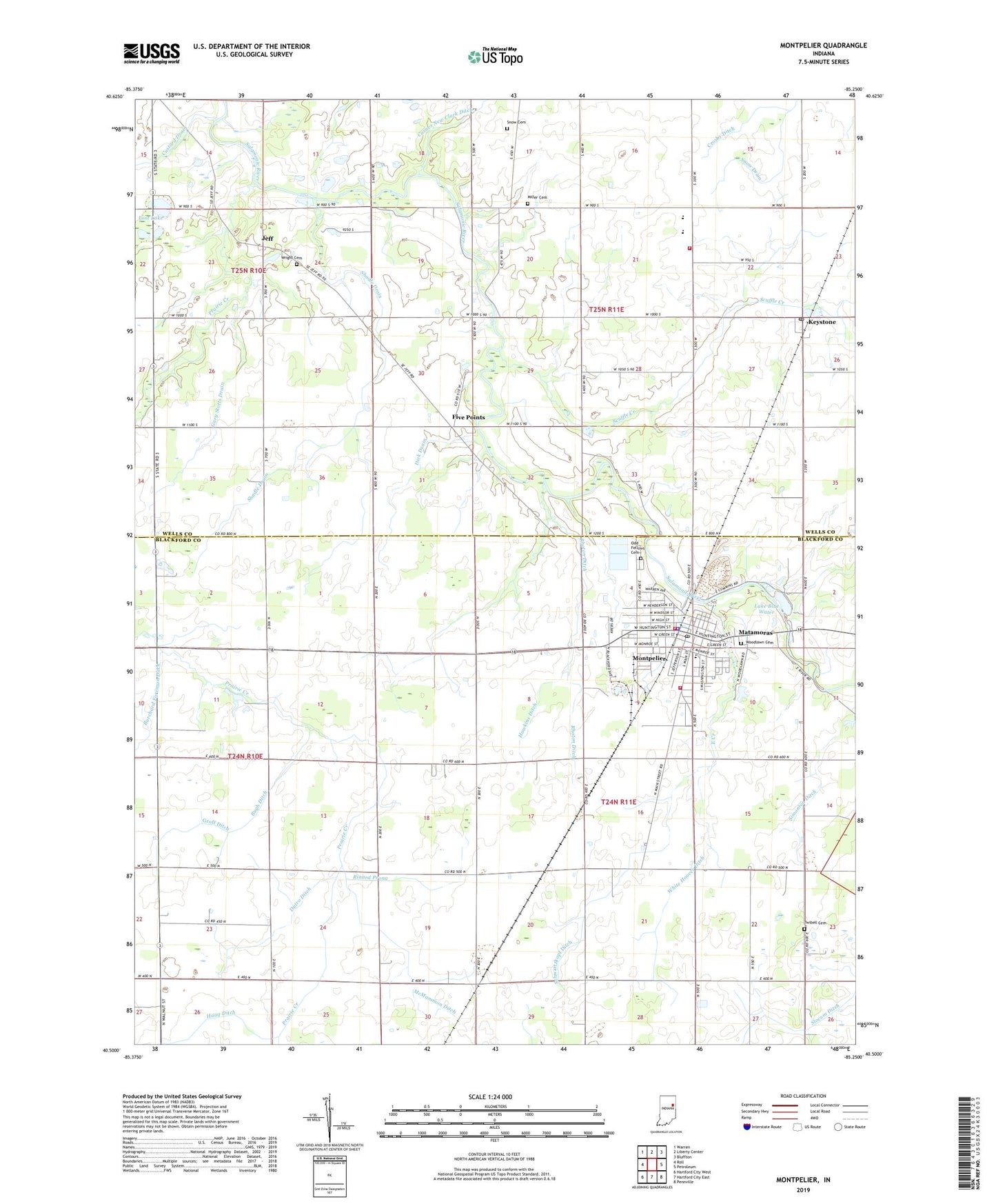 Montpelier Indiana US Topo Map Image