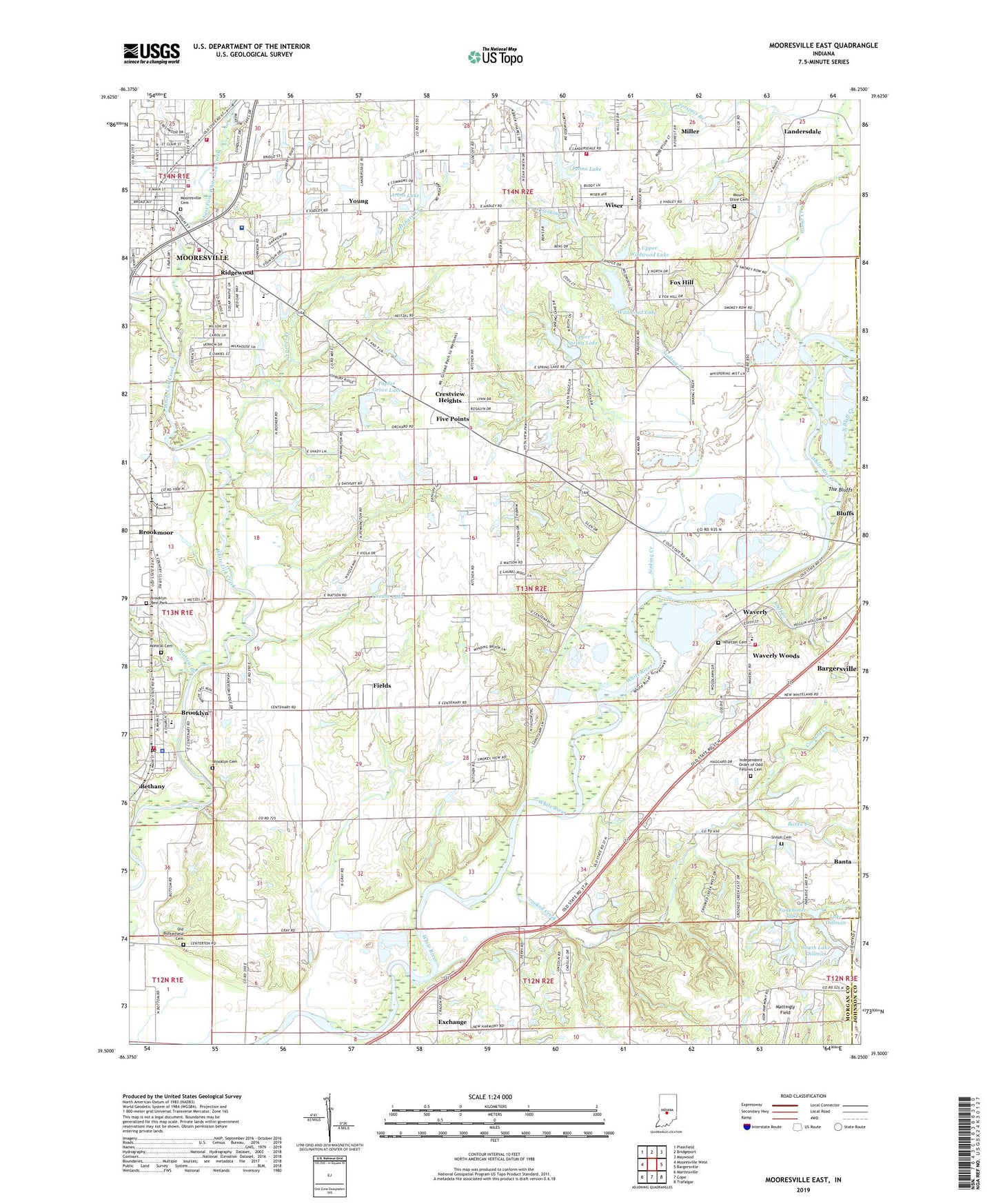 Mooresville East Indiana US Topo Map Image