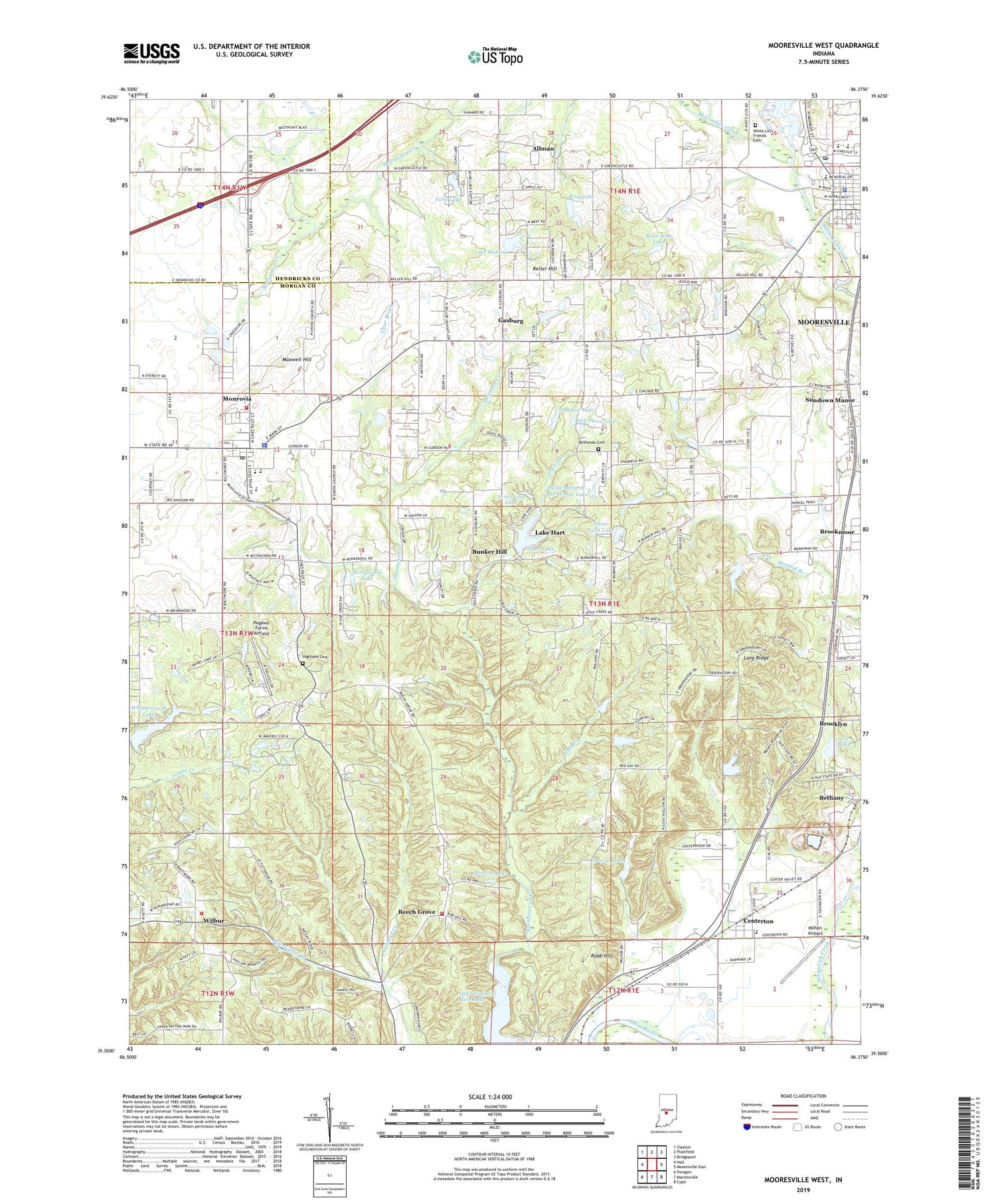 Mooresville West Indiana US Topo Map Image