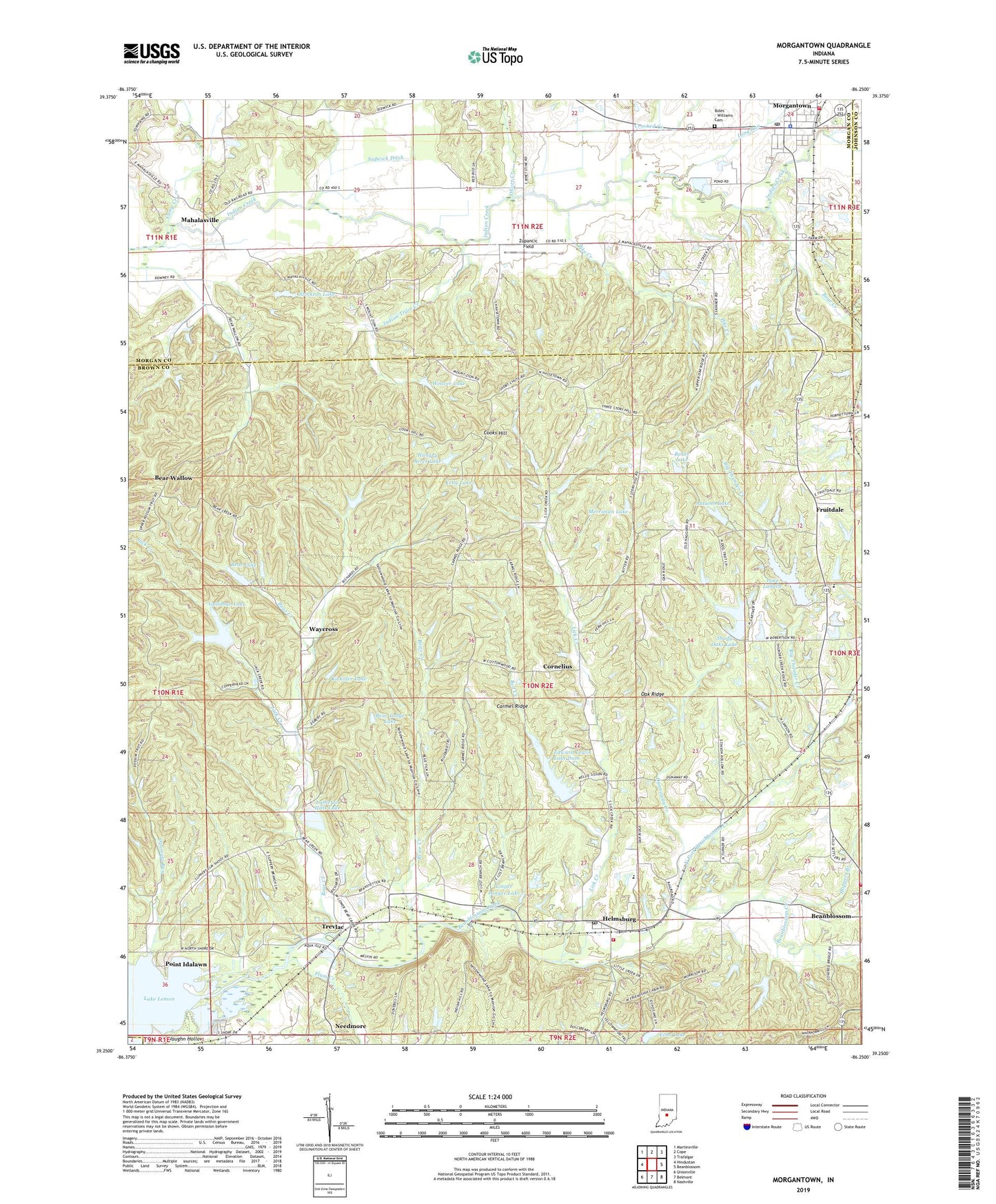Morgantown Indiana US Topo Map Image