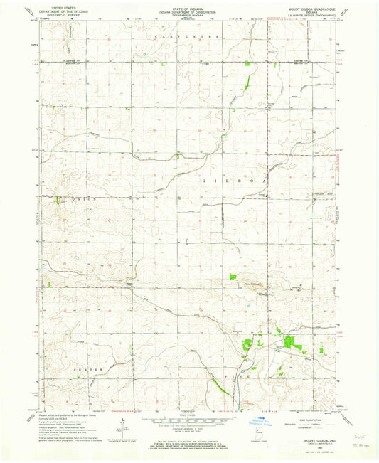 Classic USGS Mount Gilboa Indiana 7.5'x7.5' Topo Map Image