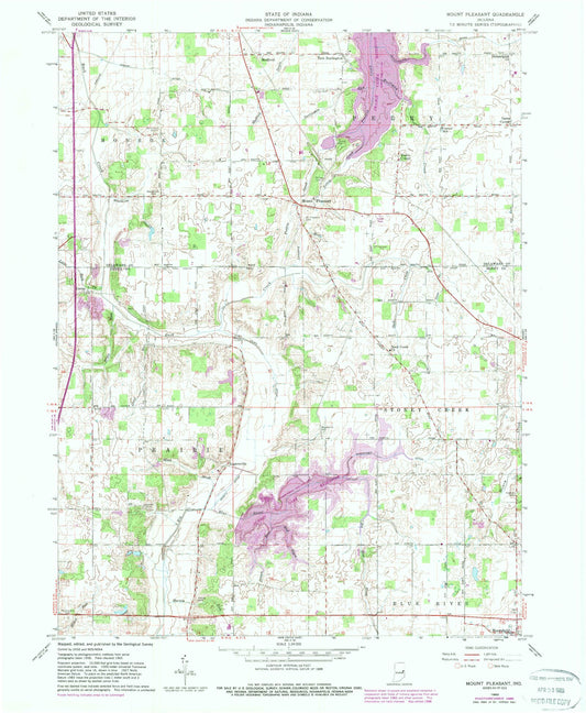 Classic USGS Mount Pleasant Indiana 7.5'x7.5' Topo Map Image