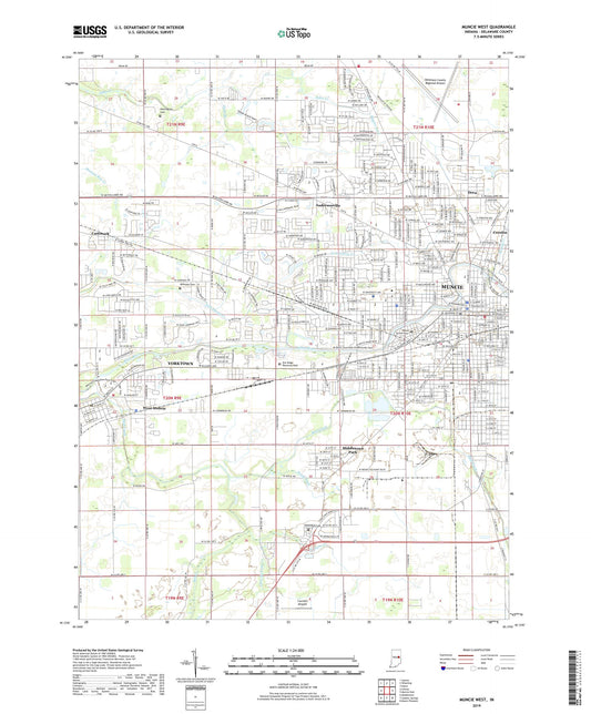 Muncie West Indiana US Topo Map Image