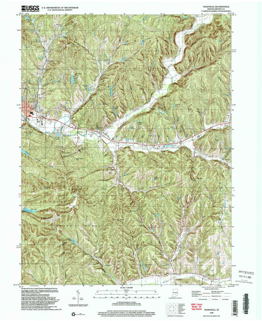 Classic USGS Nashville Indiana 7.5'x7.5' Topo Map Image