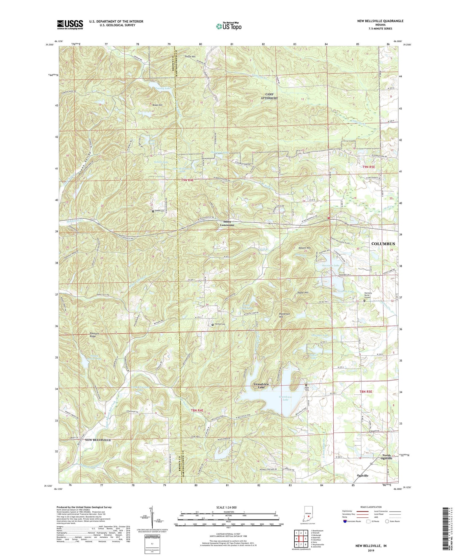 New Bellsville Indiana US Topo Map Image