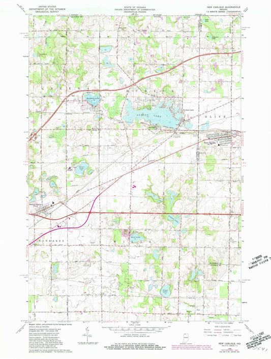 Classic USGS New Carlisle Indiana 7.5'x7.5' Topo Map Image