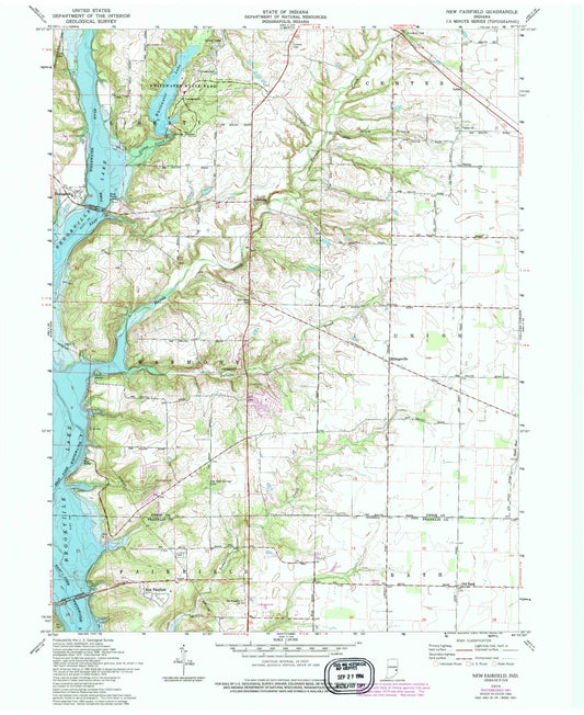 Classic USGS New Fairfield Indiana 7.5'x7.5' Topo Map Image