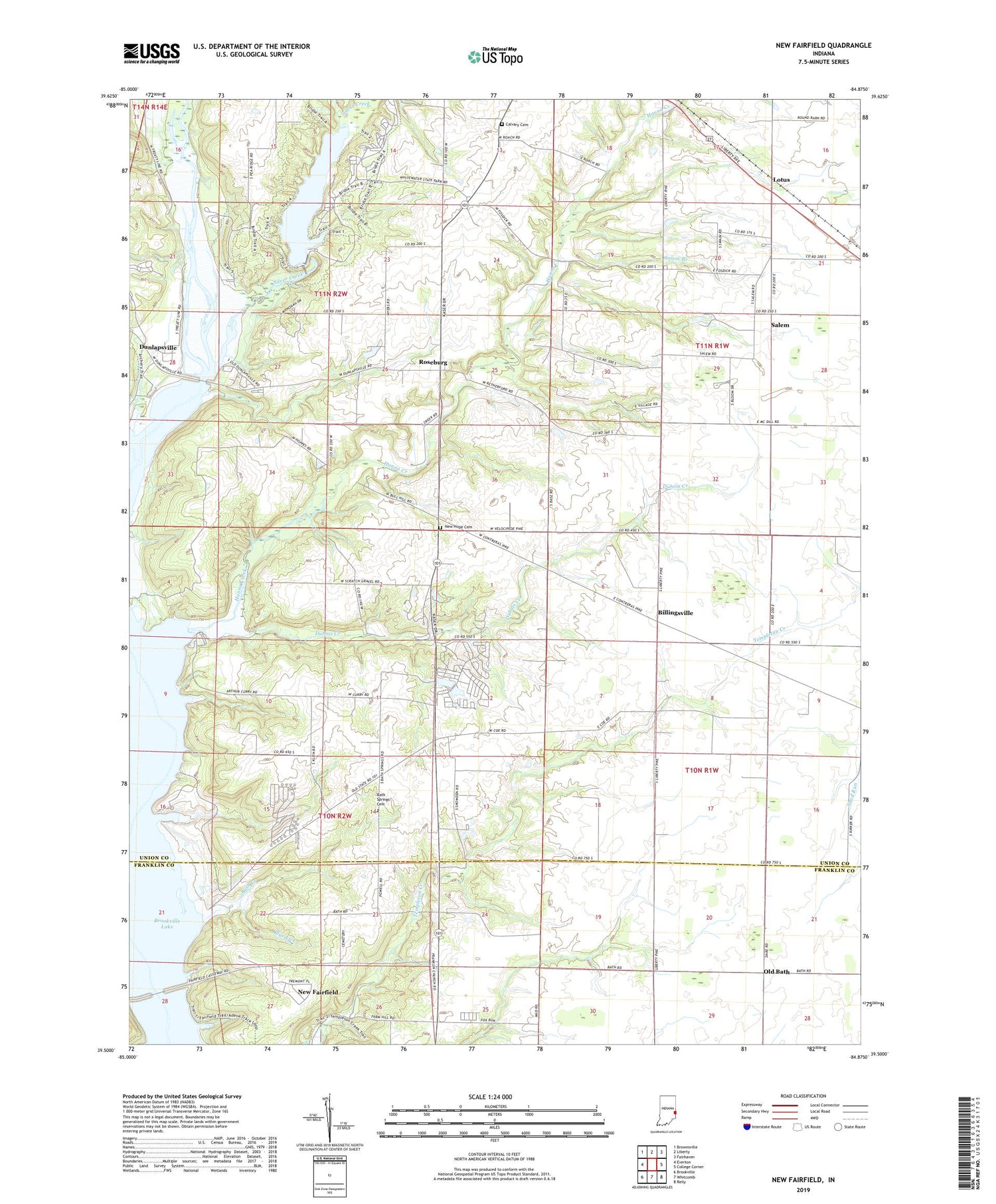 New Fairfield Indiana US Topo Map Image