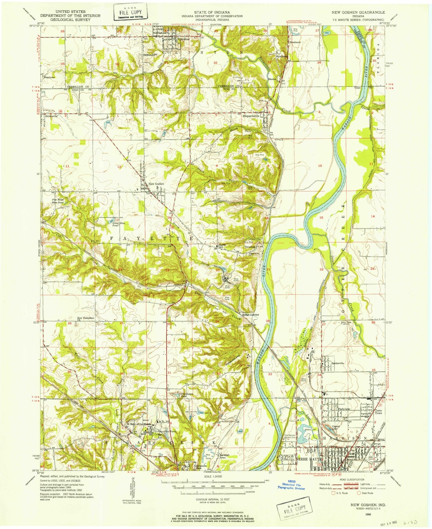 Classic USGS New Goshen Indiana 7.5'x7.5' Topo Map Image