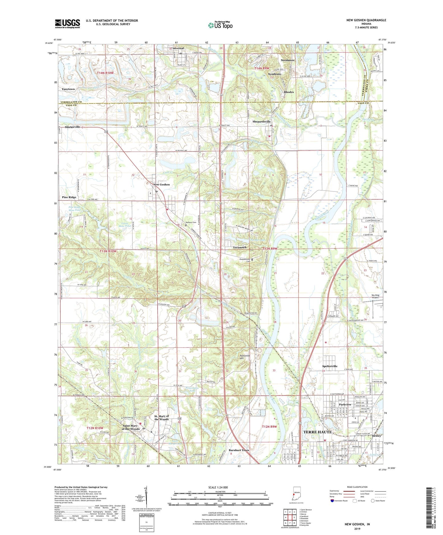 New Goshen Indiana US Topo Map Image