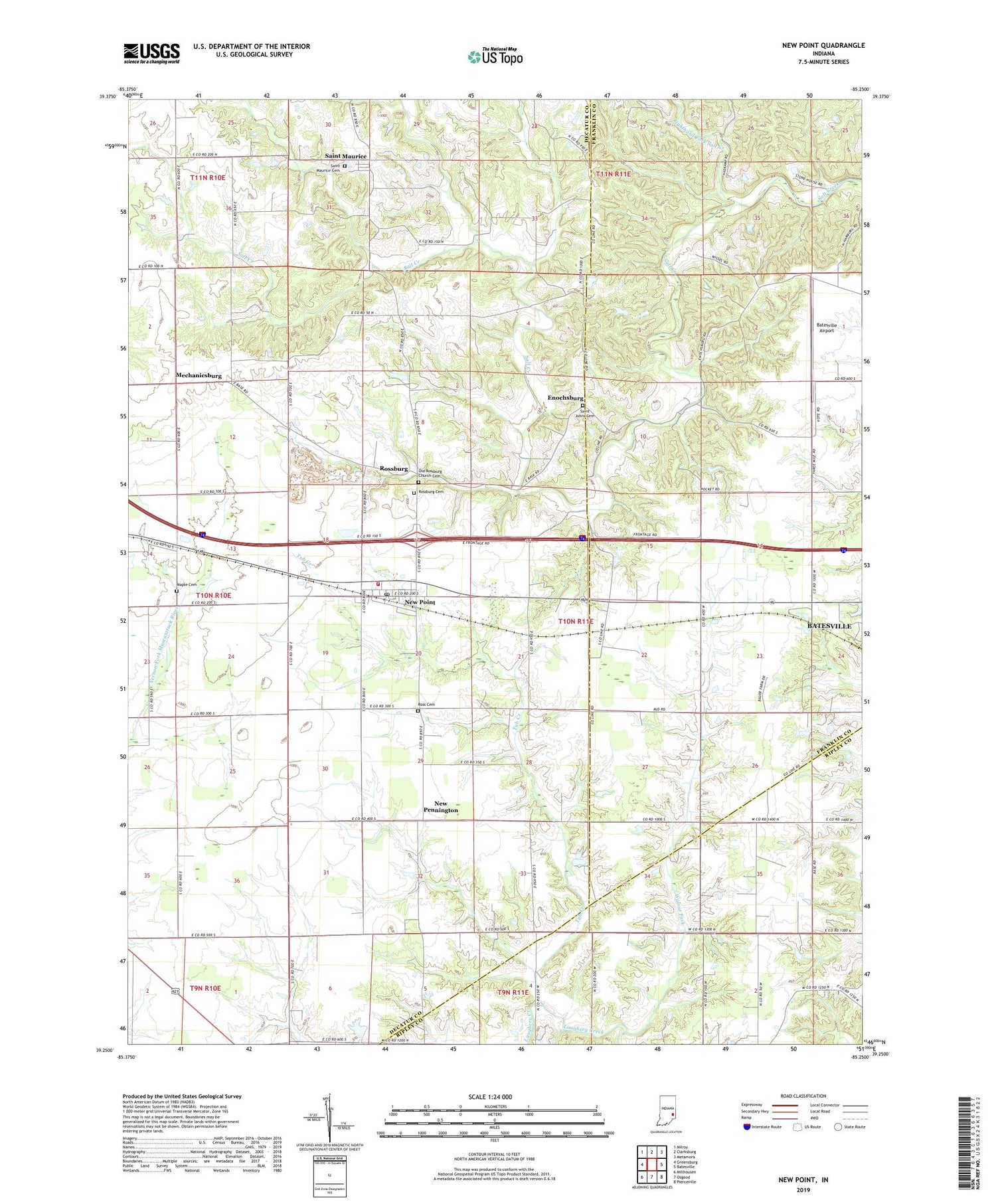 New Point Indiana US Topo Map Image