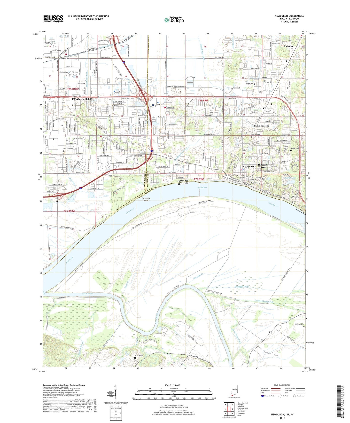 Newburgh Indiana US Topo Map Image