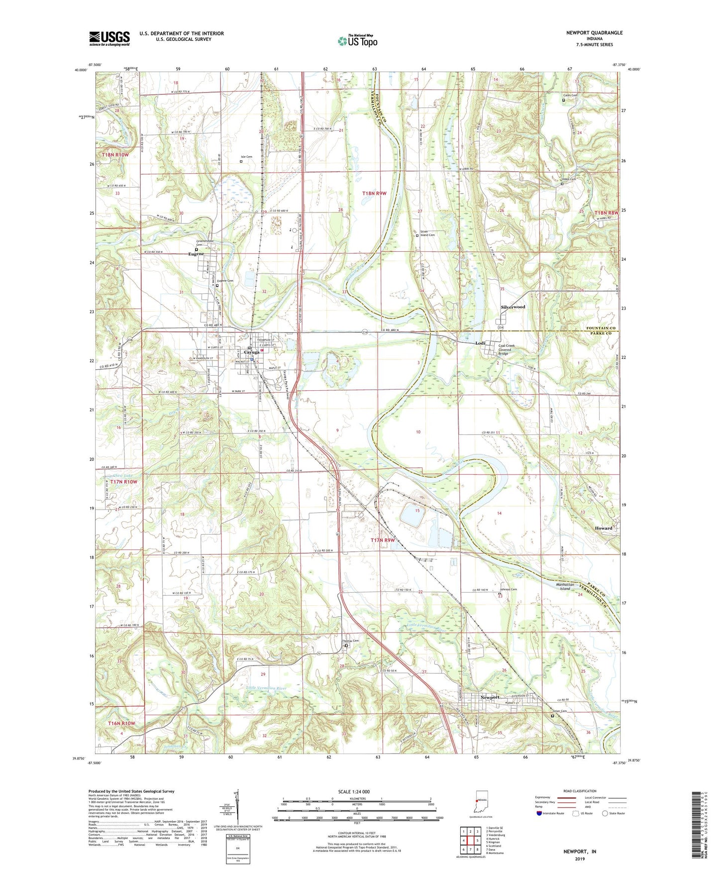 Newport Indiana US Topo Map Image