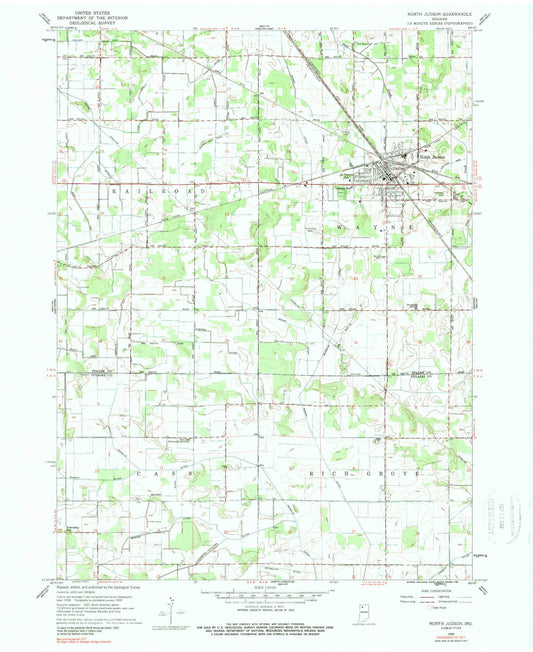 Classic USGS North Judson Indiana 7.5'x7.5' Topo Map Image