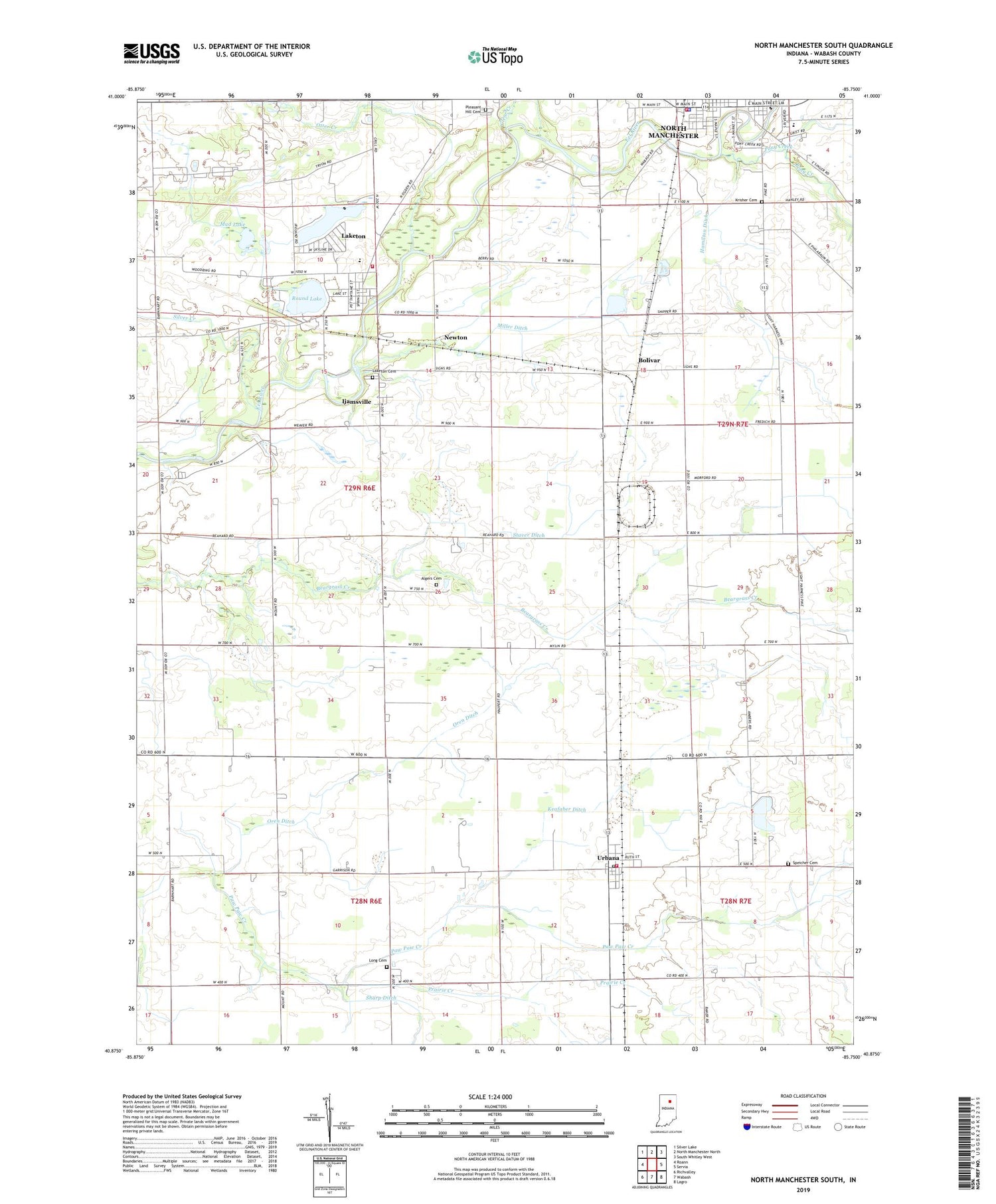 North Manchester South Indiana US Topo Map Image