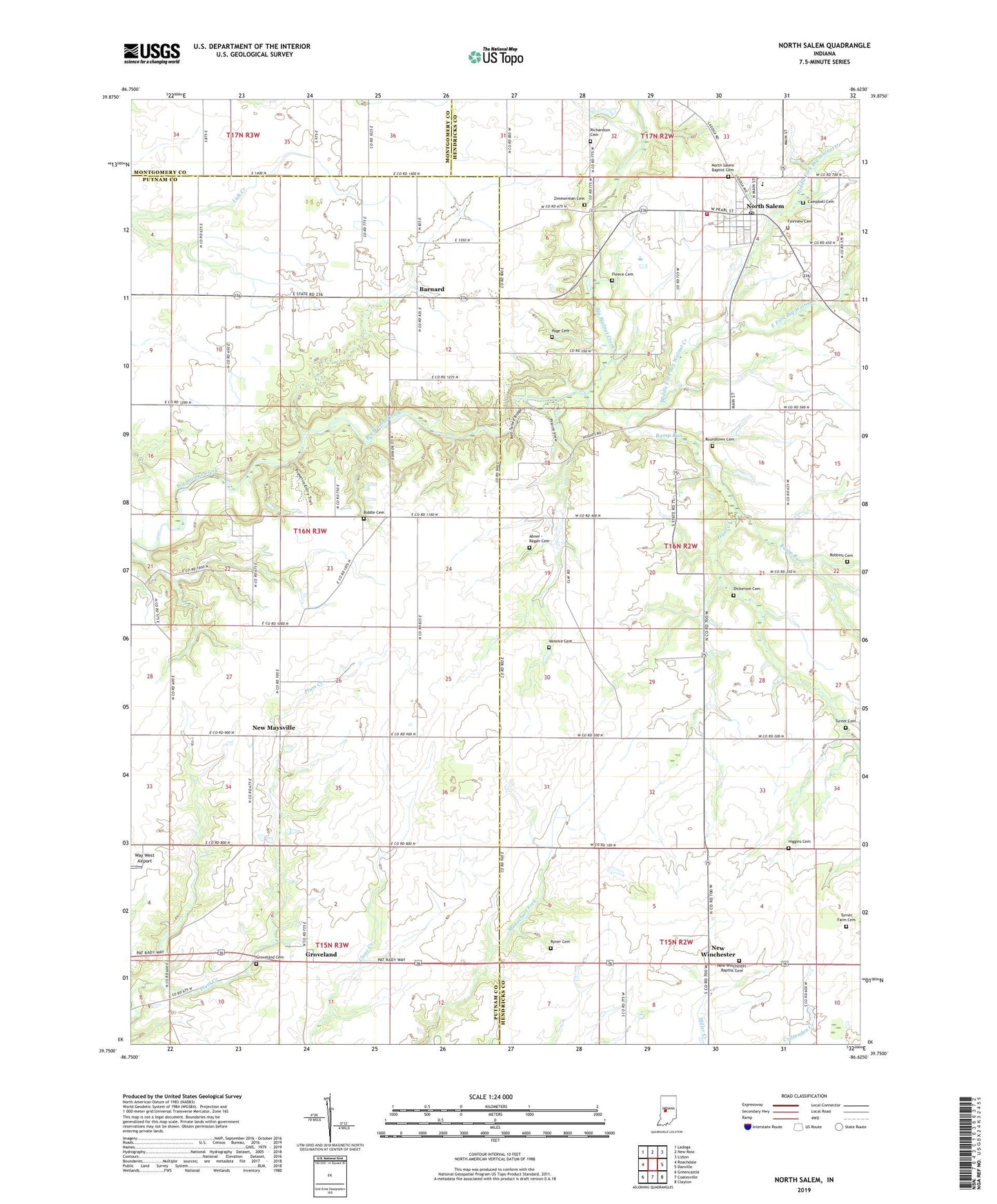 North Salem Indiana US Topo Map Image