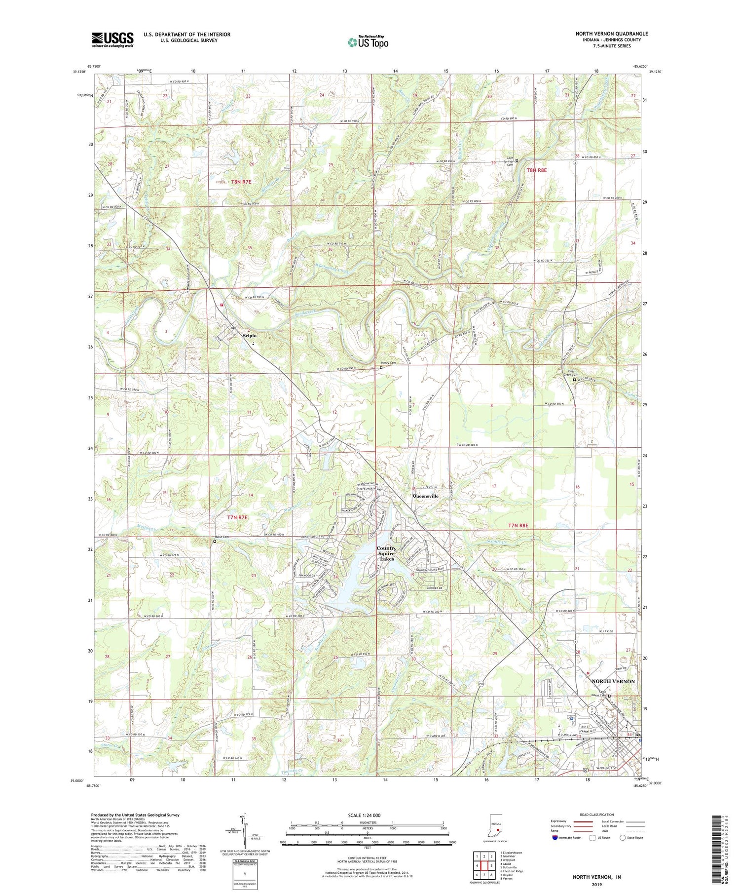 North Vernon Indiana US Topo Map Image