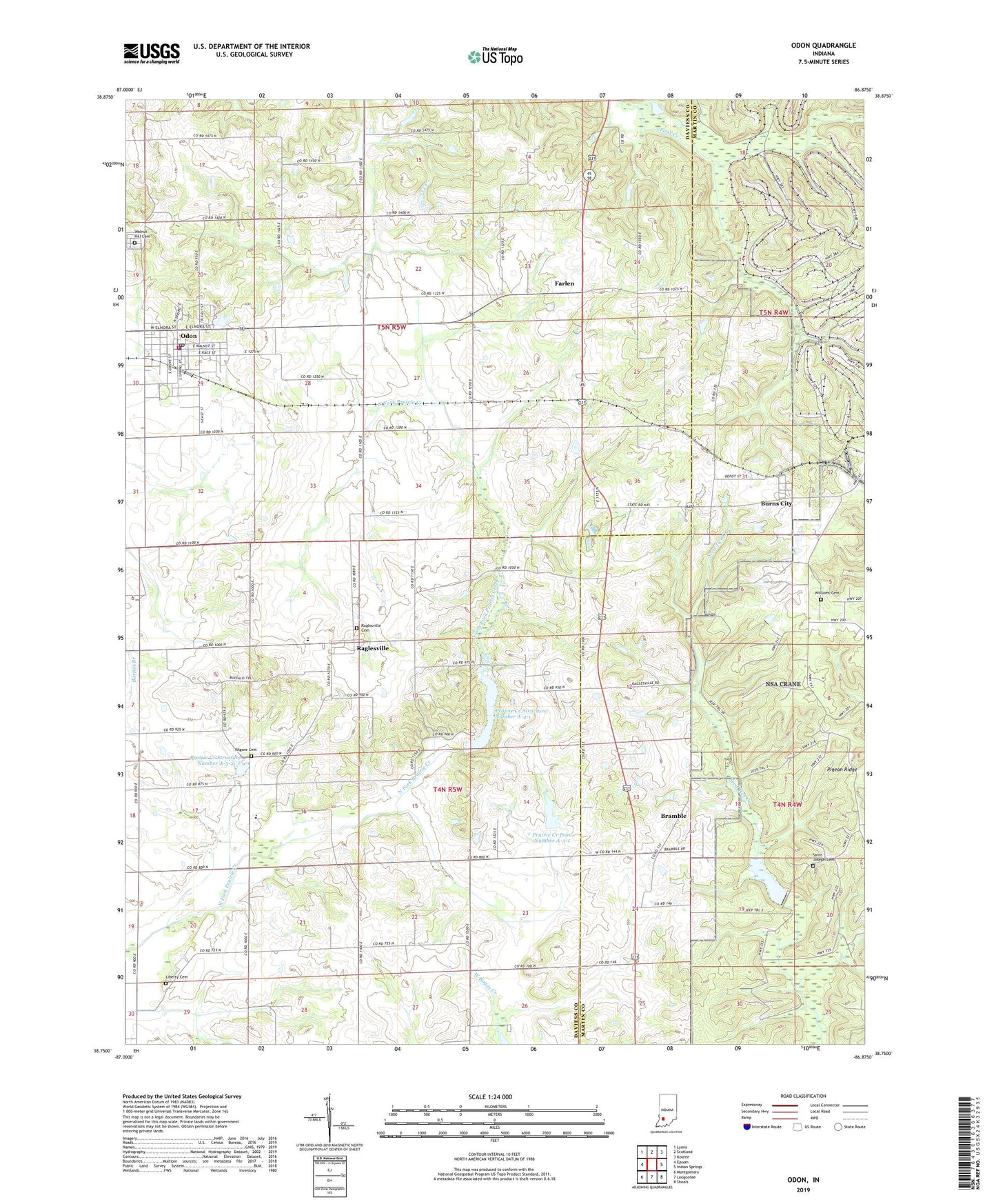 Odon Indiana US Topo Map Image
