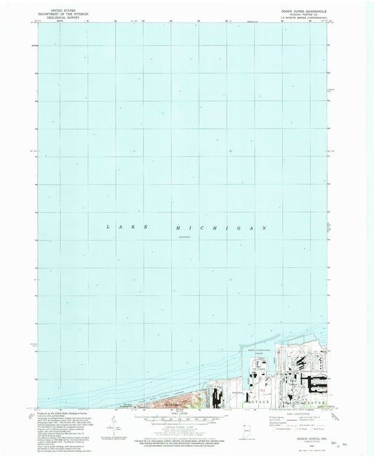 Classic USGS Ogden Dunes Indiana 7.5'x7.5' Topo Map Image