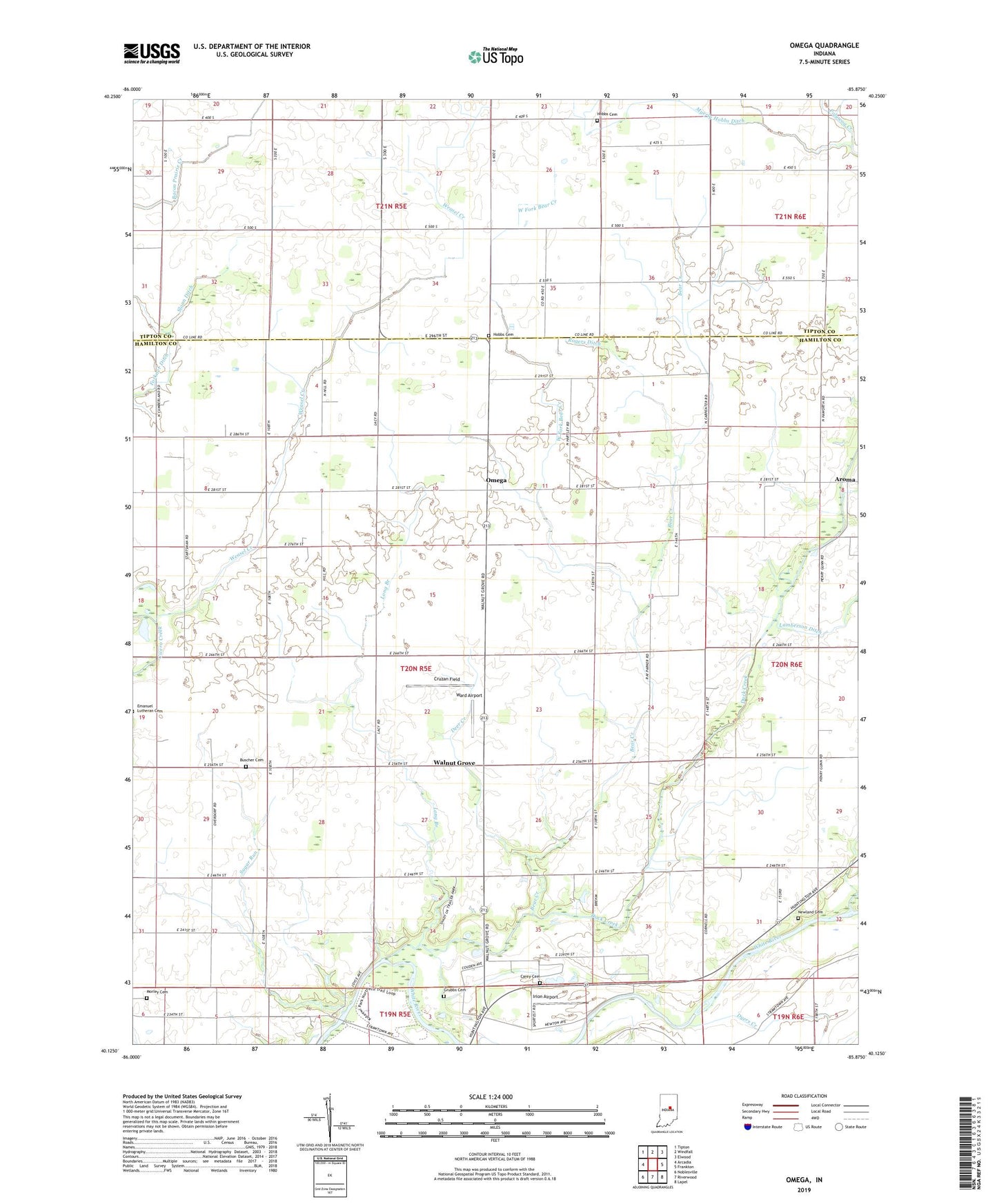 Omega Indiana US Topo Map Image