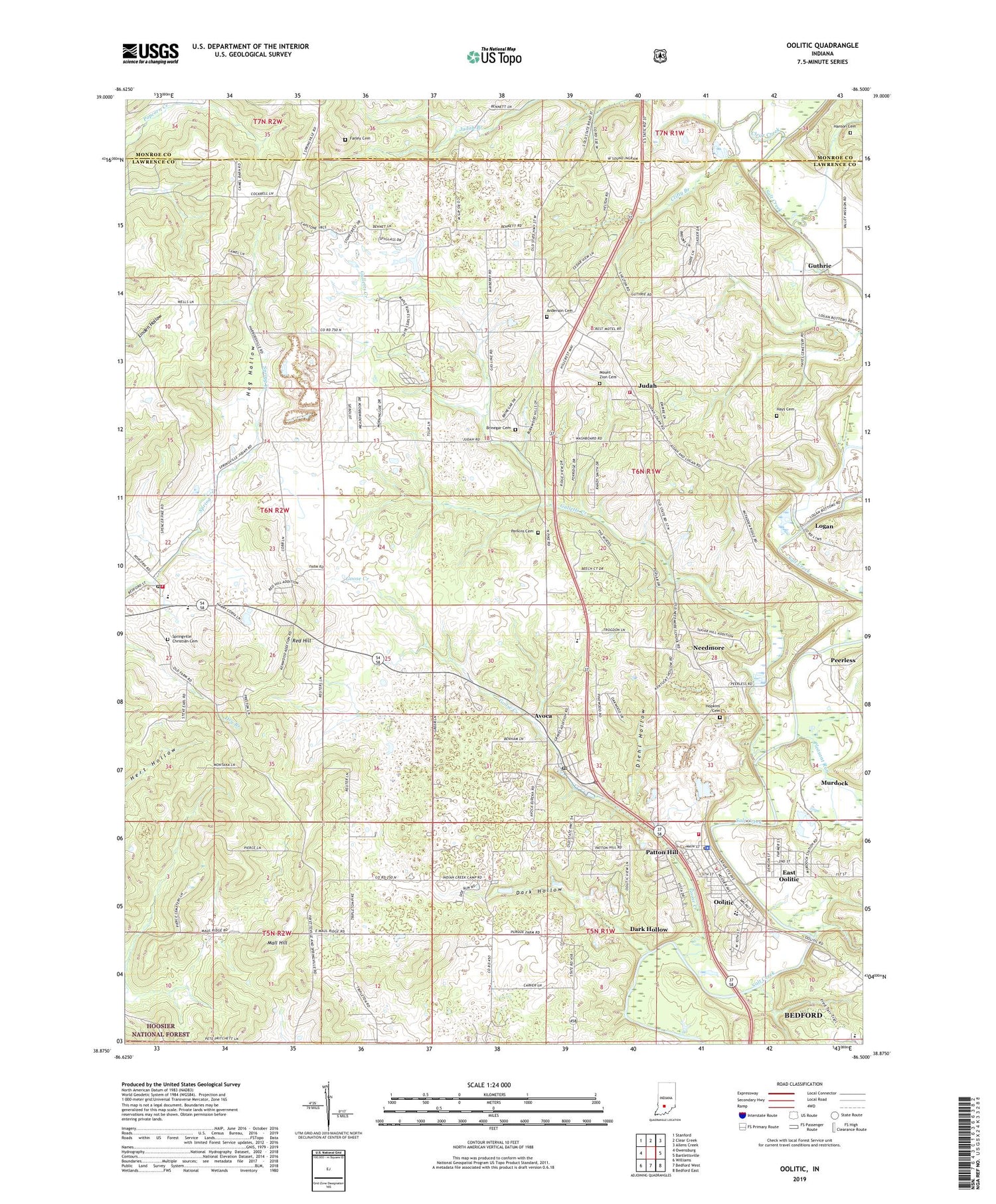 Oolitic Indiana US Topo Map Image