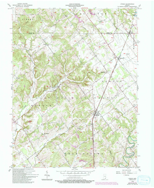 Classic USGS Otisco Indiana 7.5'x7.5' Topo Map Image