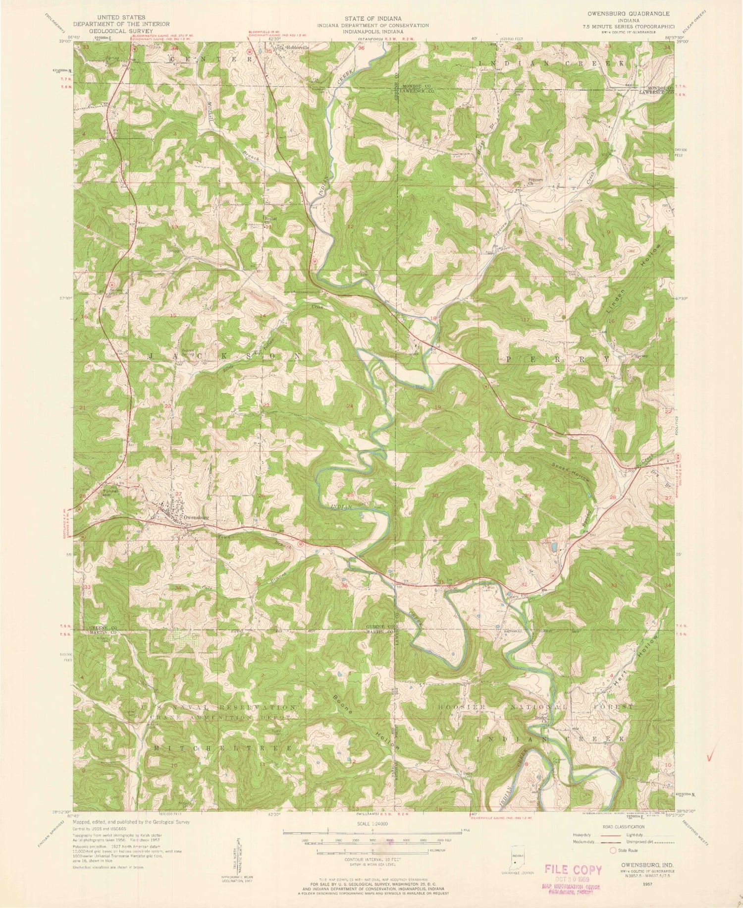 Classic USGS Owensburg Indiana 7.5'x7.5' Topo Map Image