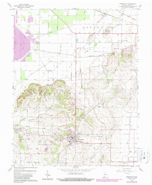 Classic USGS Owensville Indiana 7.5'x7.5' Topo Map Image