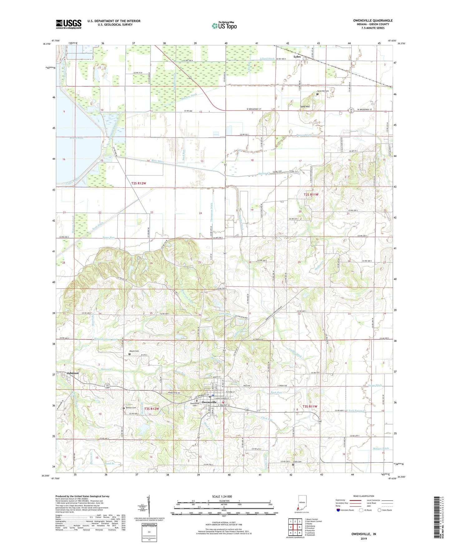 Owensville Indiana US Topo Map Image