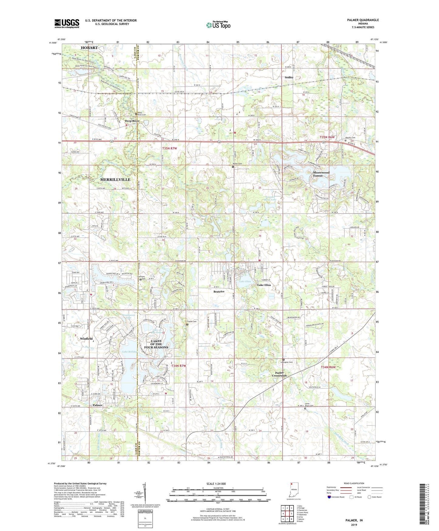 Palmer Indiana US Topo Map Image